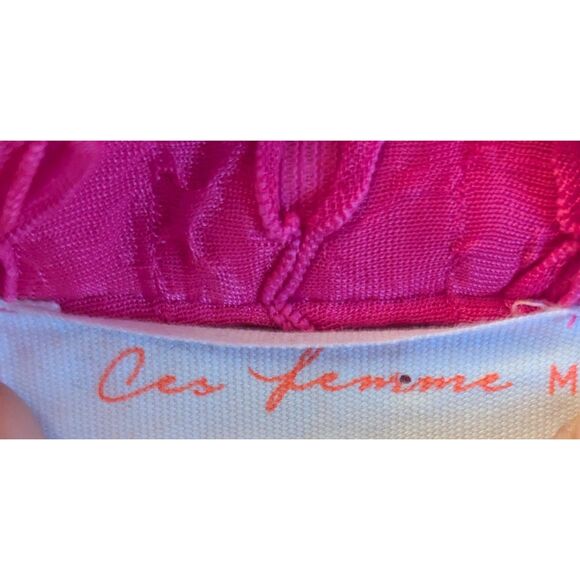 Ces Femme M Hot Pink Textured Y2K Mini Dress - Picture 2 of 5